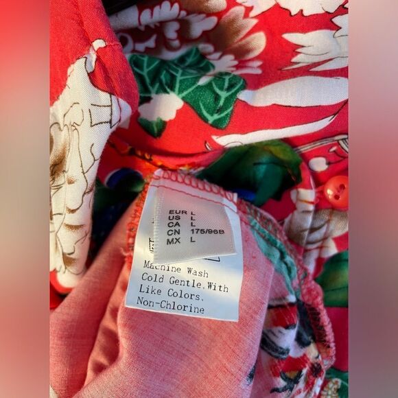 Floral Button Up Maxi Dress Red Elastic Waist L - Picture 8 of 8